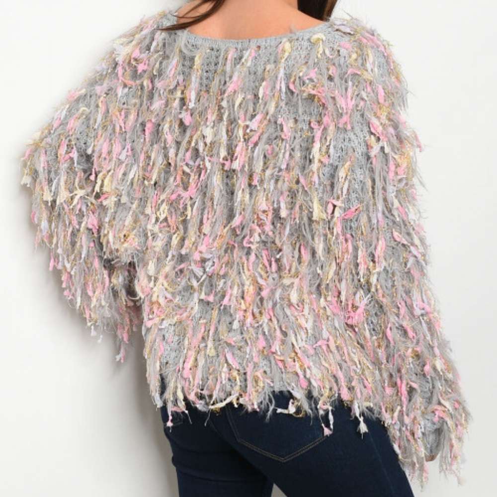 LAST 1! UNICORN RAINBOW FRINGE SWEATER TOP - Picture 2 of 8
